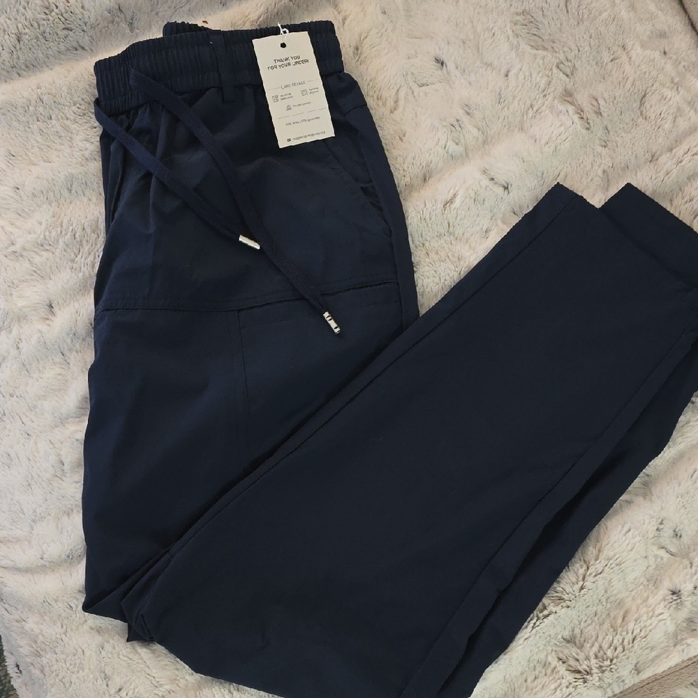Blue Tapered Joggers with Elastic Cuffs